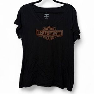 Harley-Davidson Black V-Neck Logo Tee Women’s XL